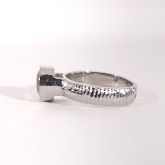 Lemon-Lime Quartz Ring Stainless Steel Size 8 - Picture 5 of 8